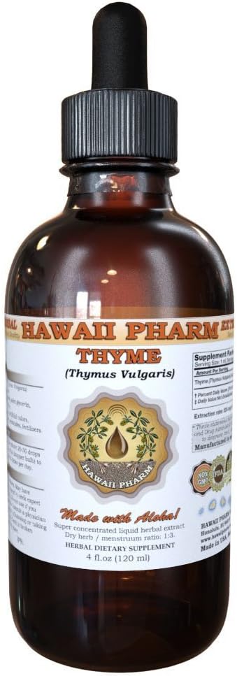 Ekstrakt płynny z tymianku, Tymianek organiczny (Thymus Vulgaris) nalewka, Suplement ziołowy, Hawaje Pharm, Made in USA, 4 fl.oz