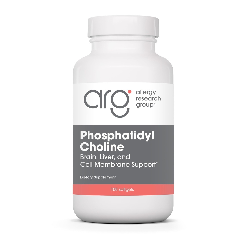 Alergia Research Group Suplement do Choliny Fosfatydylowej - Lecytyna Kapsułki, Enzymy trawienne na wątrobę, Wsparcie trawienia tłuszczu, Suplementy Choliny na wątrobę tłuszczową, 1540mg Softgels - 100 Count