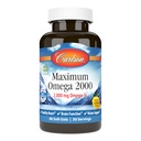 Carlson - Maximum Omega 2000, 2000 mg Omega-3 Kwasy tłuszczowe w tym EPA i DHA, Wild- Caught, Norweski suplement oleju rybnego, zrównoważone sourced Fish Oil Capsules, Lemon, 60 Softgels