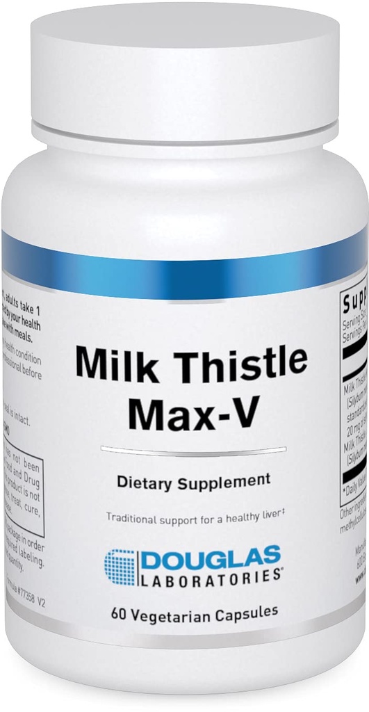 Douglas Laboratories Milk Thistle Max- V XI124; Standaryzowany wyciąg ziołowy dla wsparcia wątroby 124; 60 Kapsułki
