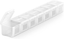Sukuos Extra Duży Weekly Pill Organizator, 7 Daily Codzienne Pill Case Artretitis Friendly, Silkscreen Wydrukowany pojemnik na leki z jasnym lid dla witamin, Oleje rybne lub suplementy (biały)