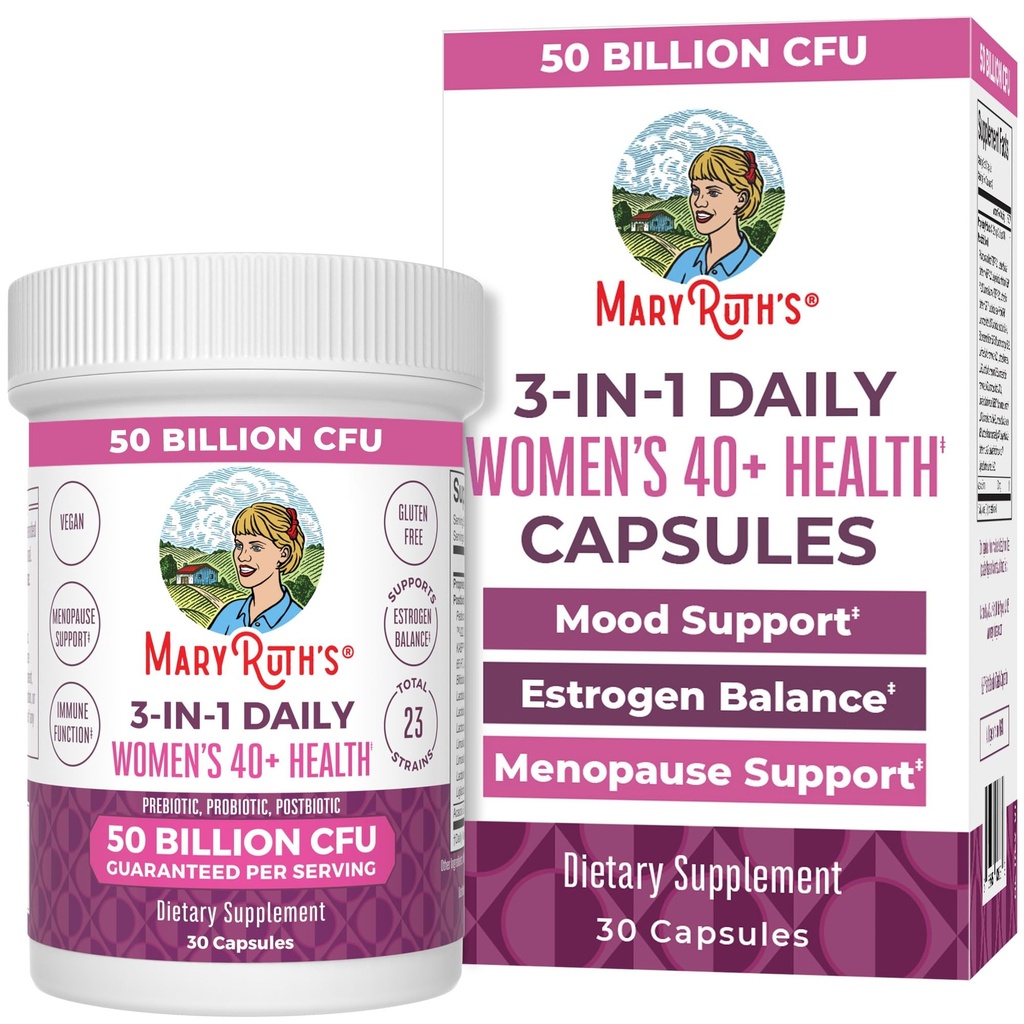 3- in-1 Daily Health 40 + Probiotyki dla kobiet 124; Klinicznie przebadane 124; Suplement Estrogenowy dla kobiet 124; 50 Miliard CFU 124; Allergen Wolna 124; 30
