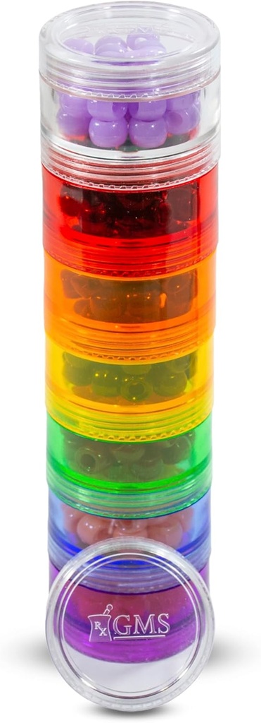 7 Day Medicine Pill Organizer - Stackable Pill Box - Pasuje do małych tabletek i suplementów witaminy - Keep your Daily Medicine Organised in One Place - Small - Rainbow