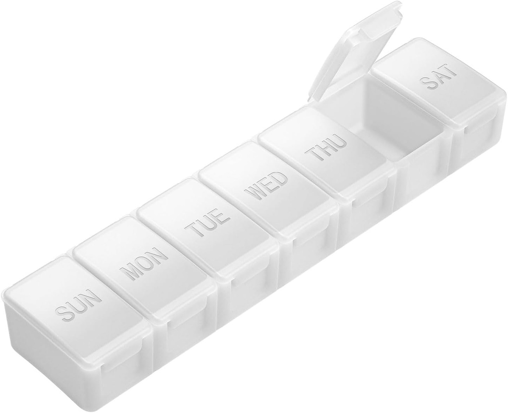 Extra duży pill organizator tygodniowy, KAPENS codzienne pill case Box Duży pojemność Komory, 7 Day pill container for Medicine Supplements Witamina Fish Oil, Biały