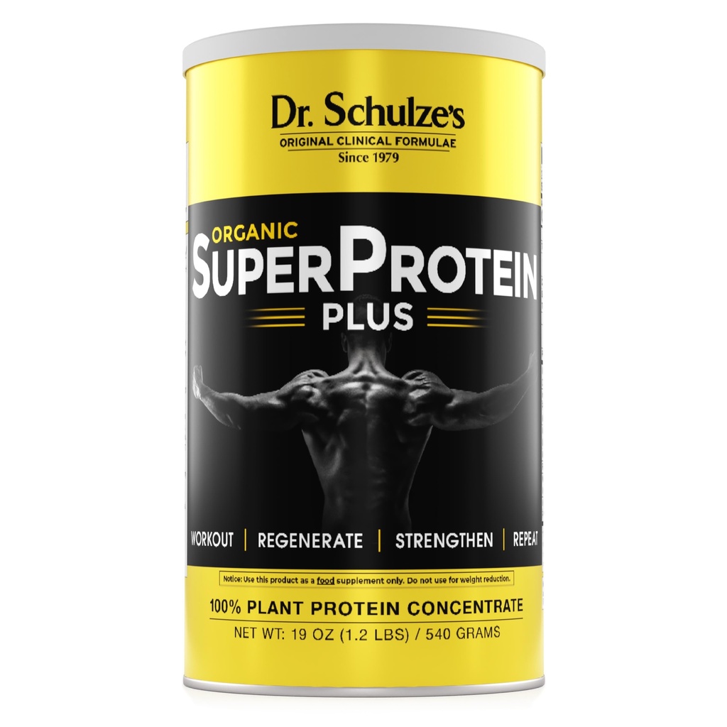 Dr Schulze jest 124; SuperProtein Plus 124; 100% Białko roślin Koncentrat 124; Organiczny proszek Mix 124; Witamina B- 12 & Spirulina jest 124; Suplement diety 124; Budować silne mięśnie 124; Wzmocnienie odzyskiwania wrażeń 124; 19 Oz.