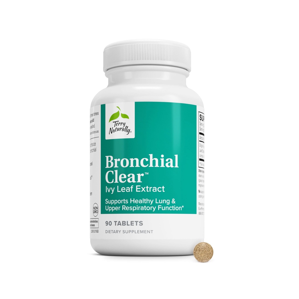 Terry naturalnie Bronchial Clear - 90 Tablets - Kojąca Lung & Górne funkcje oddechowe Suplement wsparcia, Non-Drowsy, Non-Jittery - Non-GMO, Gluten- Free - 90 Służenie