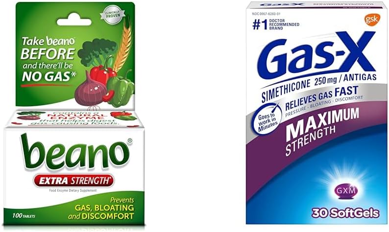 Beano Ultra 800 Count and Gas- X Maksymalna moc 250 mg Simeticone 30 Count Gas Relief