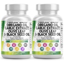 Czysty ekstrakt czosnku Oregano Oil Olive Leaf Black Seed Oil - immunologiczne wsparcie i suplement diety dla kobiet i mężczyzn z witaminą D3 i cynku - 2Pack