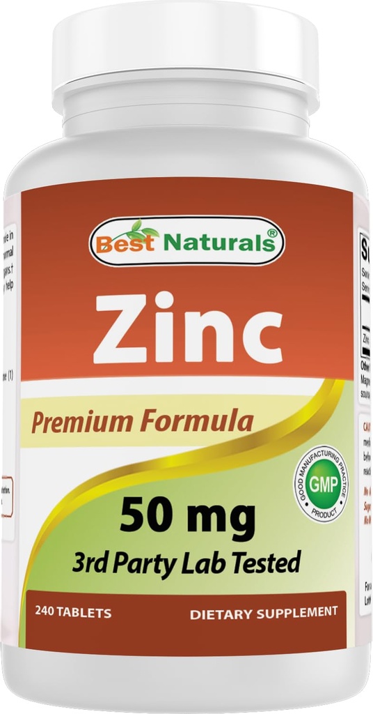 Najlepsze Naturals Suplement cynku jako Glukonian cynku 50mg 240 Tabletki - Wsparcie immunologiczne