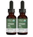 USDA organiczna witamina B12 2000mcg Sublingual Liquid Supplement (2- Pack) - Vegan Methylcobalamine Drops for Natural Energy, Utrzymanie Metabolizm i Wsparcie układu immunologicznego - 1 Fl Oz