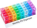 Monthly Pill Organizer 2 razy dziennie, jeden miesiąc Pill Box AM PM, 30 Pill Case Day Małe Komory do trzymania Witamina i Travel Medicine Organizator, 31 Pill Organizator, 4 Tygodniowe Pill Cases