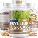 N1N Premium Psyllium Husk Kapsułki [Wszystkie naturalne, 1450 MG] Potężny Solvable Fiber Suplement do wsparcia regularności i zdrowia trawiennego, 240 Czapki