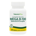 NaturesPlus Mega B- 100 Complex - 60 Trwałe tabletki - Balanced B Complex - Wsparcie energetyczne - Wegetarianin, Gluten Free - 60 Służenia