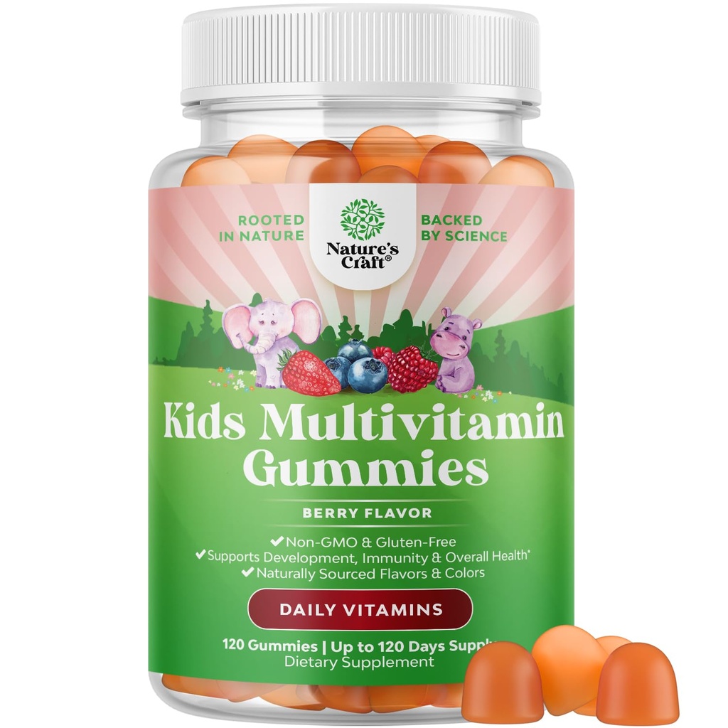 USDA Organic Kids Multivitamin Gummies - Wegan Organic Multivitamin dla dzieci 2 + z 14 Esential Vitamin i Minerals - Daily Gummy Multivitamin Vegan Nut Free & Non-GMO (120 Count)