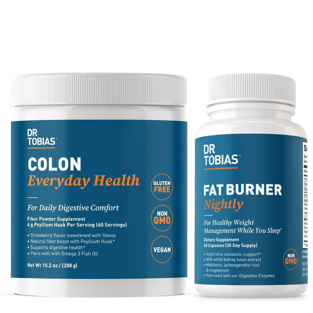 Dr Tobias Colon Codziennie Zdrowie i spalanie tłuszczu Nightly, Daily Digestive & Night Wsparcie Metaboliczne czasu, Pożądania curb, Boost Energy & Gut Health, Non-GMO
