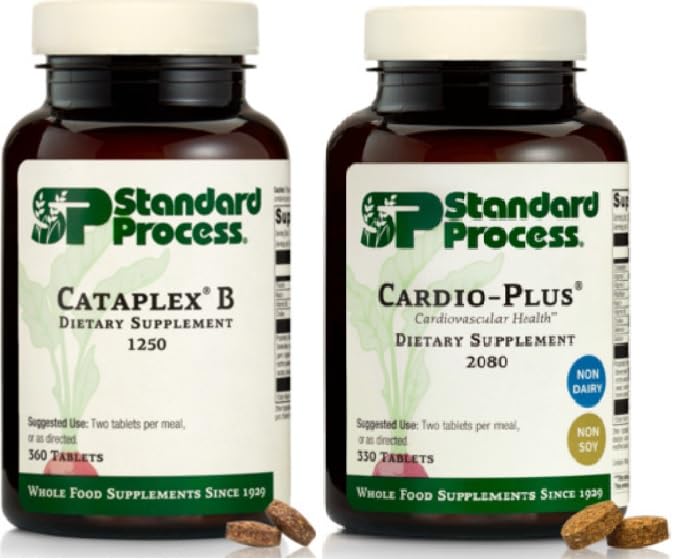 Standard Process Heart and Metabolic Support Bundle - Cataplex B & Cardio- Plus Dietetic Supplement Set - Serca Circulation & Energy Production Aid Supplements - Wsparcie sercowo-naczyniowe z witaminą B