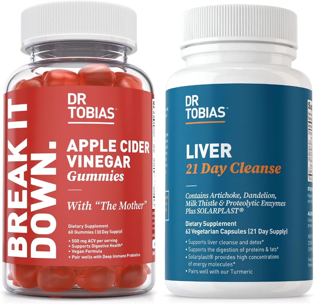 Dr Tobias Wątroba 21 dzień Czystki i Jabłko Cydr Gummie - Wspiera Digestive Health and Liver Detox, Wegan, Non-GMO