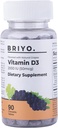 Briyo Witamina d3 tabletki do żucia - 2000 j.m. (50 μg na porcję) - Pyszne Naturalny Flavor Grape, 90 Count