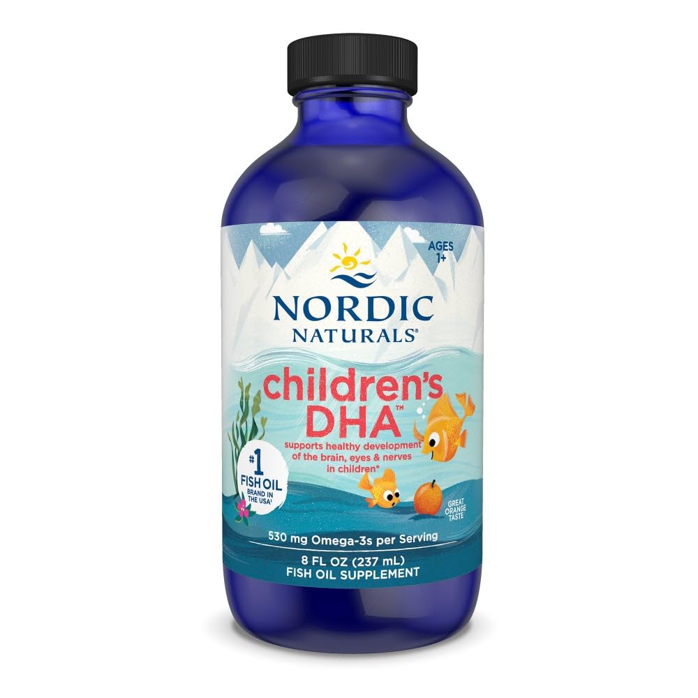 Nordic Naturals Children 's DHA, Orange - 8 oz for Kids - 530 mg Omega-3 z EPA & DHA - Rozwój mózgu i funkcje - Non-GMO - 96 Służenie