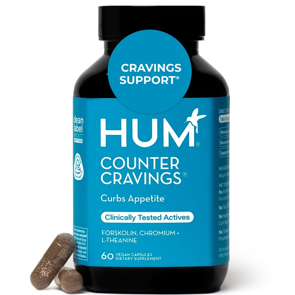 HUM Counter życzenia Chrom Suplementy z L Theanine, Seaweed Extract & Forskolina pomóc Wsparcie Appetite, Cratiges, i Routines, Gluten Free, Kofeina Free Formuła, 60 Kapsułki wegetariańskie