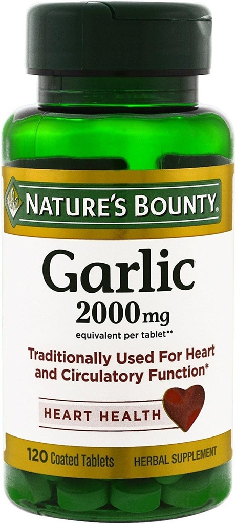 Nature 's Bounty Garlic, 2000mg, 120 Tabletki powlekane (Opakowanie po 2), 2 Butelki Każdy z 120 Tabletki
