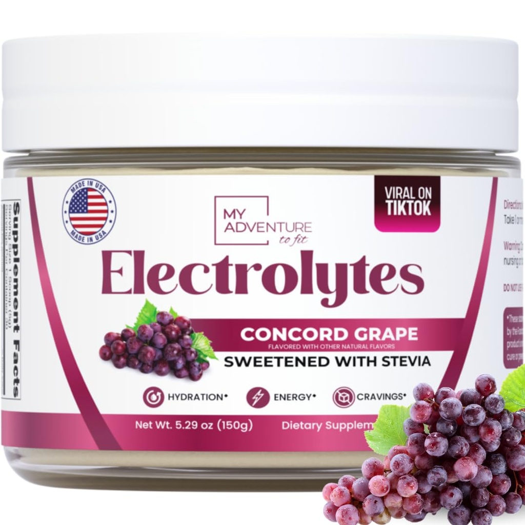 Cukier zerowy - Concord Grape Electrolytes Powder - Bardzo odświeżające Nawodnienie - Kofeina Free Energy with All Natural Ingredients - Vegan, Keto & Paleo - Sugar Free Electrolytes Drink Mix - 30 Servings