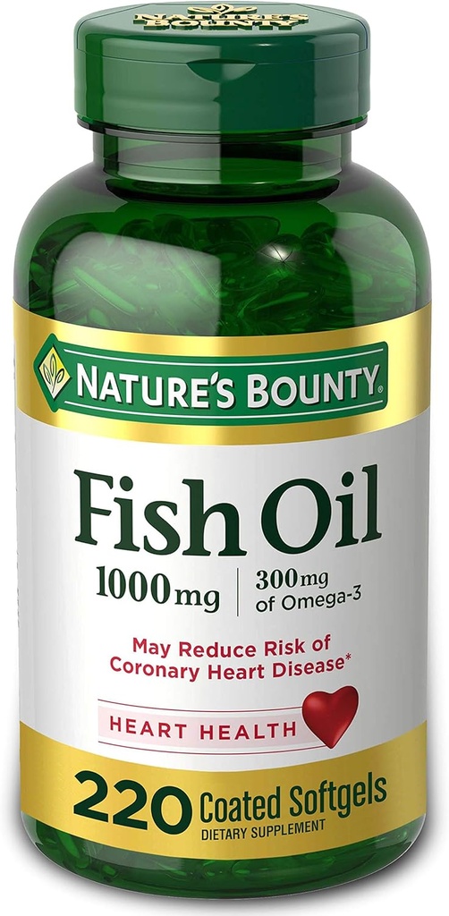 Nature 's Bounty Fish Oil 1000 mg Coated Softgels, 220 Count