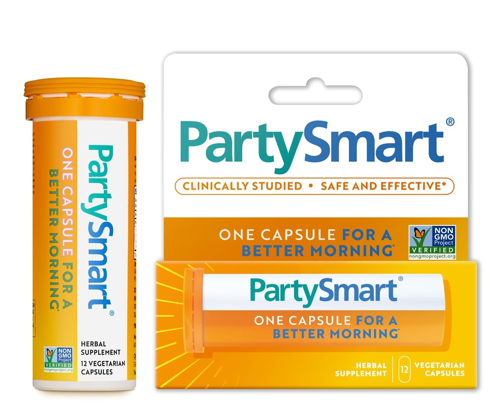 Himalaya PartySmart, 12 Capsule Tube - Alcohol Breakdown Liver Support for a Better Morning After Drinking - Plant Based, Wegan, Non-GMO, Gluten Free, Klinicznie badane