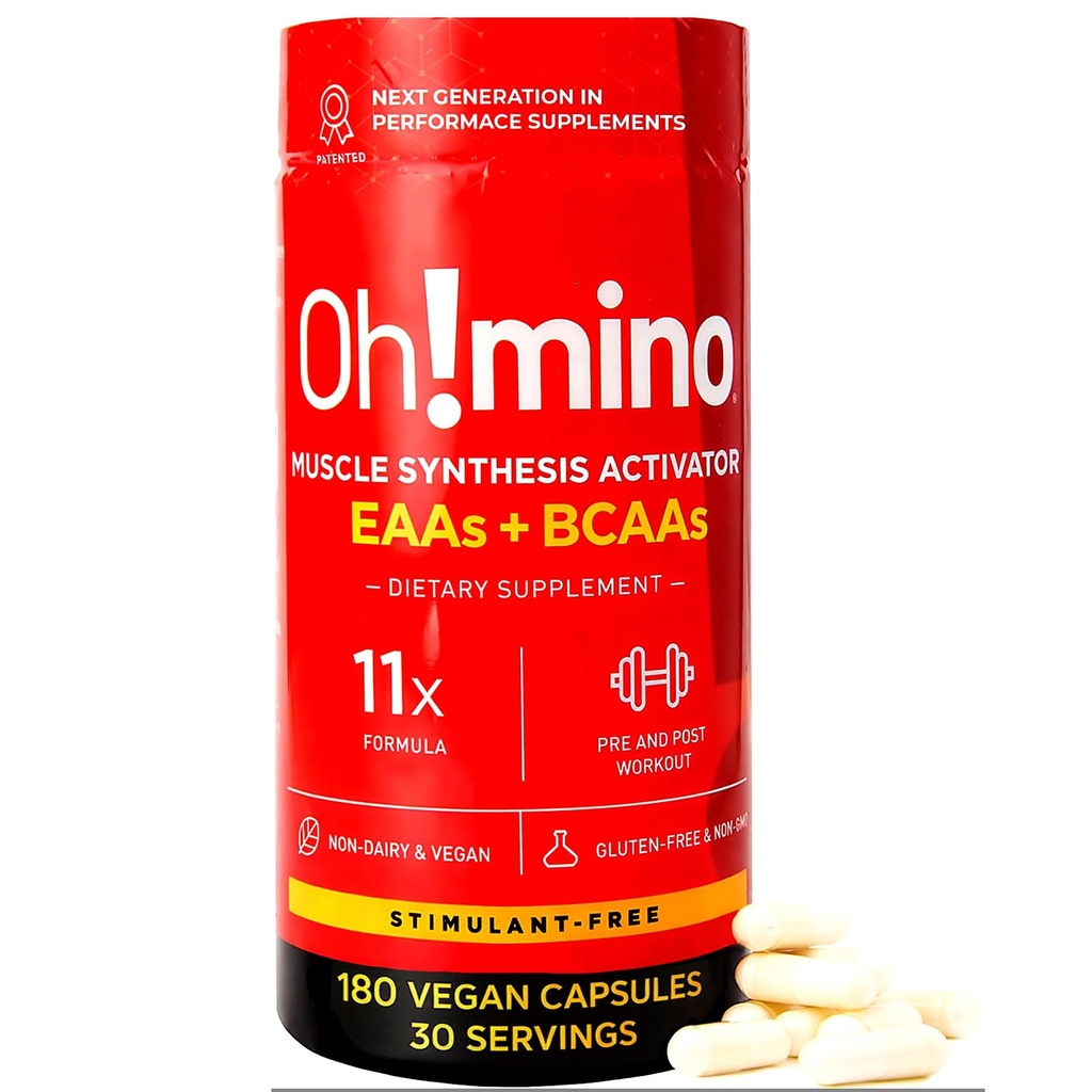 Mino Essential Amino Acids Supplement. Stymulant- wolne kapsułki. Wszystkie 9 EAA, BCAA i The Perfect Amino na treningi, Amino Energy, i budować mięśnie i odzyskać szybciej.