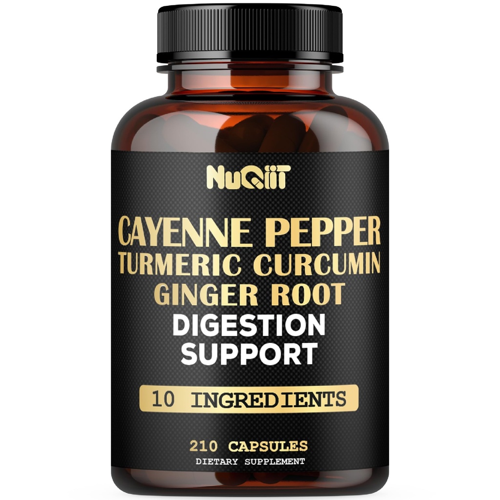 Cayenne Pepper Supplement with Turmeric Curcumin Root, Ginger Root, Ceylon Cynamon Bark & More - System immunologiczny, Joint Health & Digestive Health Support - 210 kapsułki