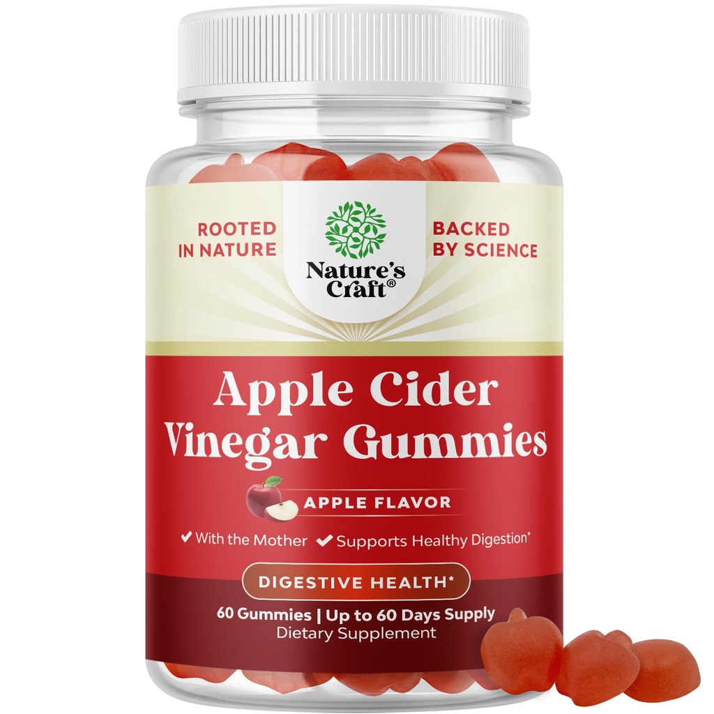 Jabłko Cydr Gummies ocet dla utraty wagi - Cleanse & Detox Gummies dla Gut Health, Bloating & Energy Support - ACV Przeżuwa z witaminą B12, B6 i granatem do lepszego metabolizmu - 60