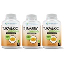 Kurkumina Kurkumina suplement - 2250mg / d - Kapsułki wegetariańskie - 95% Kurkuminoidy z ekstraktem z czarnego pieprzu (Bioperine) - 750mg Kapsułki - 100% Organic - Najmocniejszy Turmeric (Opakowanie 3)