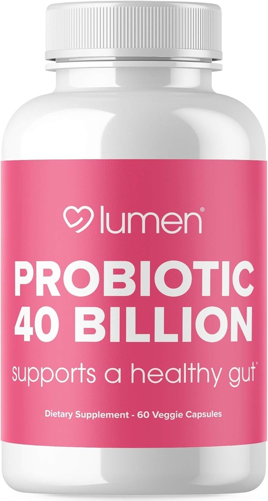 Lumen Naturals Probiotyka 40 Miliard CFU 124; Probiotyki dla kobiet i mężczyzn 124; Pomaga w trawieniu, Gut Health & Immune System z Digestive Enzymes - 60 Veggie Count