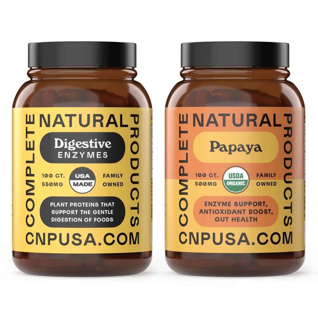 Kompletne produkty naturalne Organic Papaya Enzymy 100 Kapsułki & Enzymy trawienne 100 Kapsułki Bundle