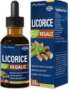 Licorice Root Extract Drops for Digestive Health, Natural Herbal Bloating Relief i immunologiczne wsparcie płynne Suplement nalewka z Dandelion, Peppermint, Ginger. extrato de Regaliz. 2oz