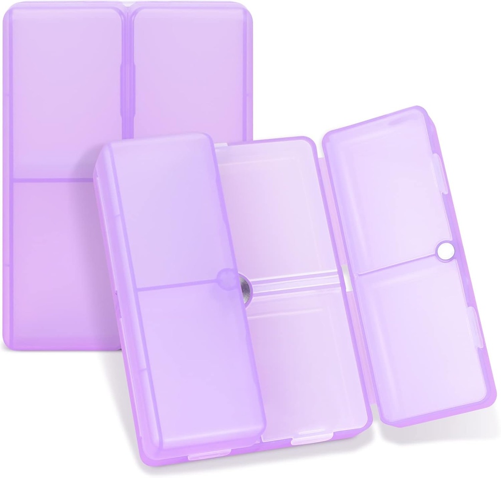 FYT Codzienne Pill Organizator, 7 Komory Przenośne Pill Case Travel Organizer, [Składany projekt] Pill Box do torebki kieszeń do przechowywania witamin, Olej z wątroby dorsza, Suplementy i Medykacja- Czysty purpurowy