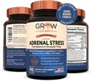 Grow witaminy adrenergiczny formuła zaawansowana, Organic KSM- 66 Ashwagandha z AlphaWave L- Theanine, 5- HTP, Mieszanka magnezu - codzienny stres ulgi, Mood Support, Cognitive, Zdrowie mózgu, 90 Kapsułki