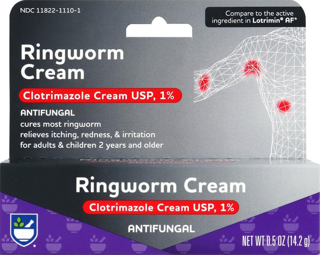Rite Aid Antygrzybicze Ringworm Klotrimazol Cream, 0.5 oz (15 g) XI124; Antygrzybicze Śmietanki 124; Jock Itch Treatment XI4; Antygrzybicze krem Skóra Leczy Athlete 's Foot Cream XI124; Antygrzybicze krem dla skóry