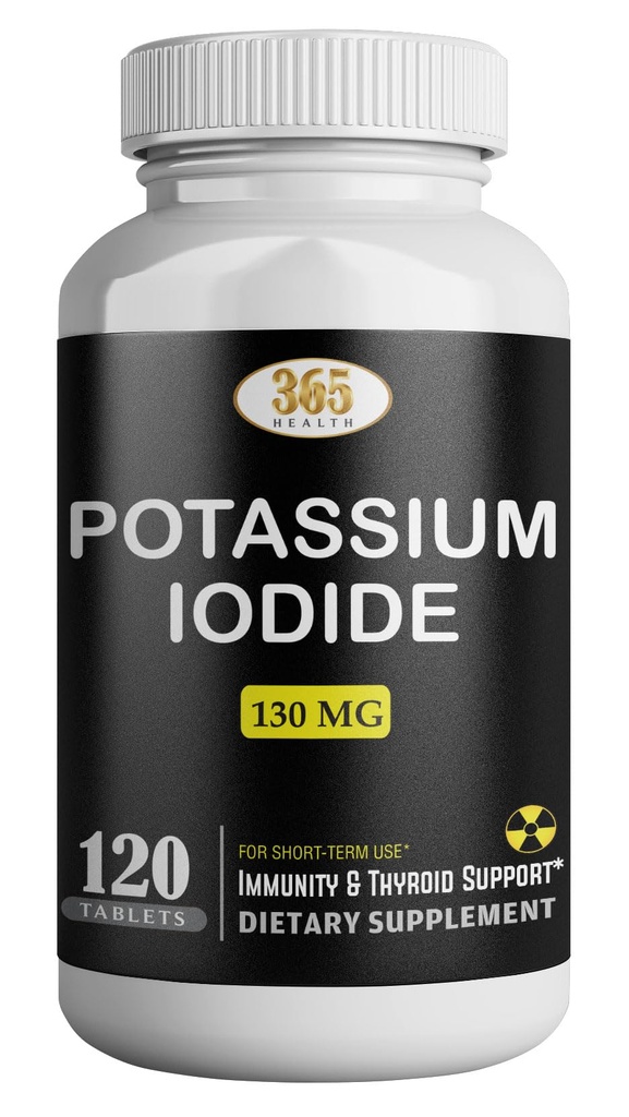 Iodide130 mg potasu - KI Tablet- Potassium130 mg - USA Made Potasu Jod Pigułki Yodo Naciente, Yoduro de potasio - 120 Tablets