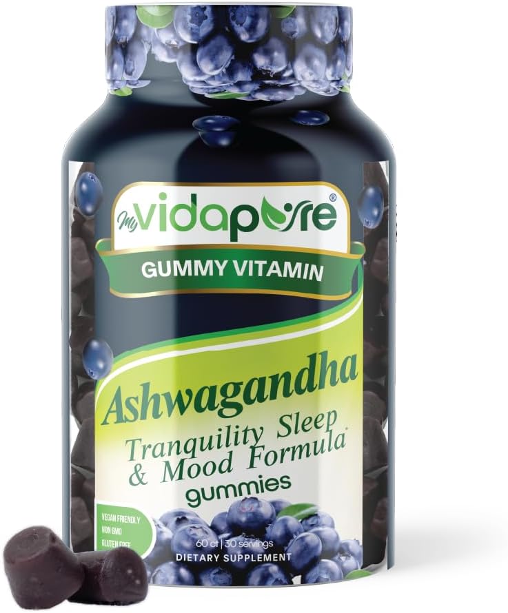 Ashwagandha Gummies, Ekstrakt Wysokiej Potliwości Ashwagandha Root z Magnezu Glycinate, Melatonina, B6, Valerian Root, GABA, Kwiat Pasji dla mężczyzn i kobiet.
