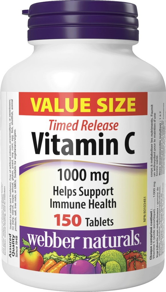 Webber Naturals Witamina C Timed Release 1000mg, 150 tab