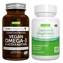 Vegan Omega-3 + Wapń i Magnez Complex Vegan Bundle, Zrównoważona EPA & DHA Algae Oil 1340mg + 2: 1 Plant Based Algae Mineral Complex, przez Igennus