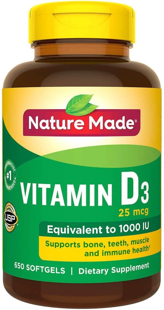 Nature Made Witamina D3 25 µg., 650 Softgels