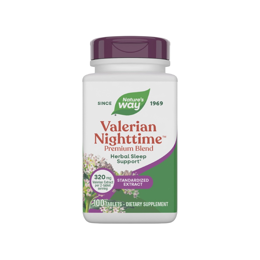 Natura Walerian Night, Herbal Sleep Aid *, 320 mg na serwowanie Valerian Extract, Gluten- Free, 100 tabletek