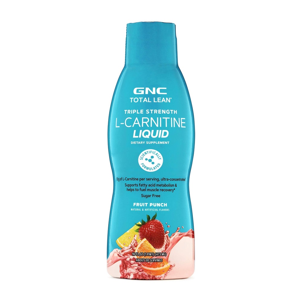 GNC Total Lean Triple Strength L- Carnitine Liquid 124; Wspiera metabolizm kwasów tłuszczowych i pomaga w odzyskiwaniu mięśni paliwa, bez cukru 124; Owoce Punch 124; 16 fl.oz