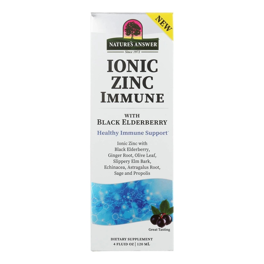 Odpowiedź natury jonowy cynk immunologiczny z Black Elderberry 4 oz Ekstrakt z śliskiego Elm, Echinacea, Astragalus, Sage 160 Servings per Bottle