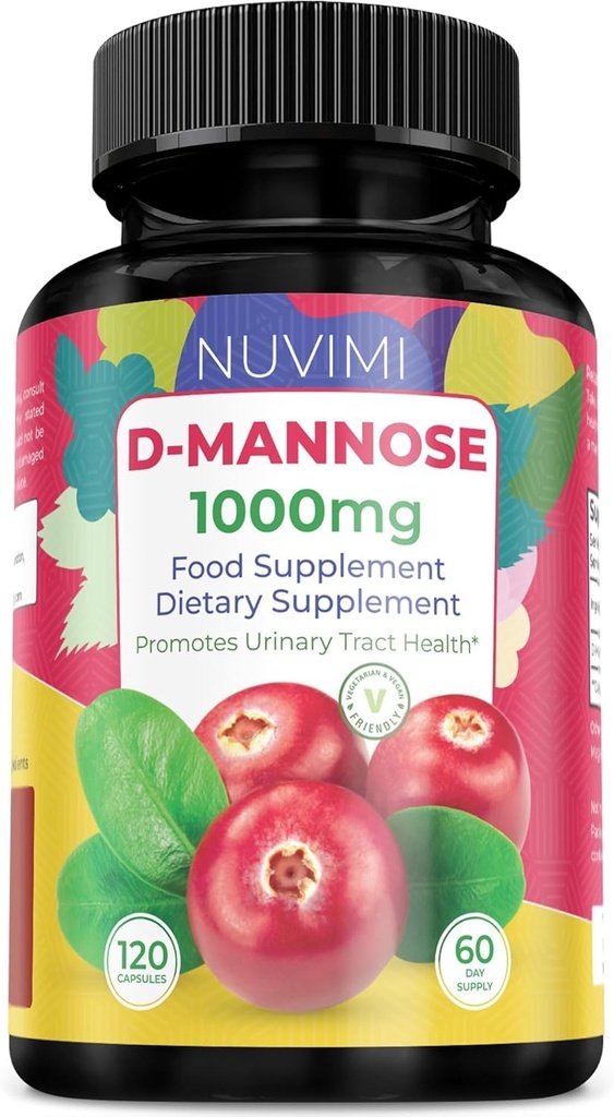 D Mannose 120 Kapsułki - 1000 mg na dawkę - Suplement diety Pomaga Promować Trakturę moczową Zdrowie - Naturalna Vegan UTI Defense