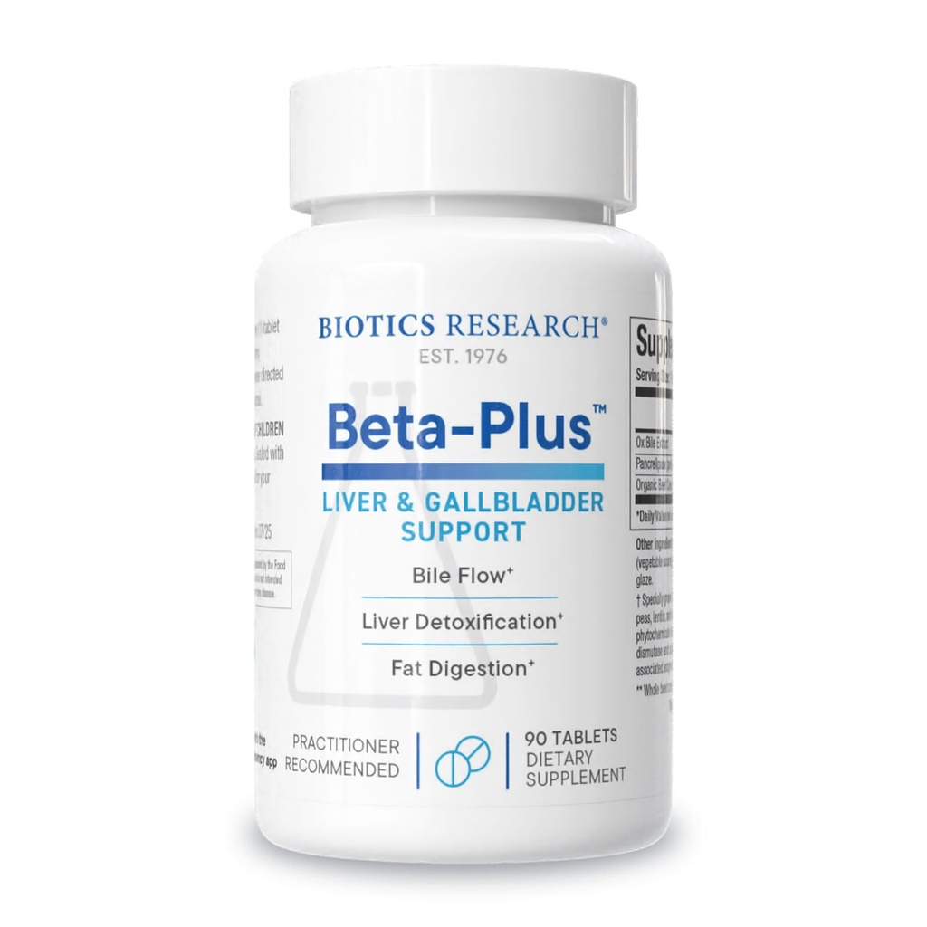 Biotics Research Beta- Plus ™ Nutritional Ox Bile Salts Digestive Enzymy Suplement do Bile Production for No Gallbladder- Wspiera ogólne funkcje wątroby, Pomaga trawienie tłuszczu, Dostawa Betaine 90 Tabs