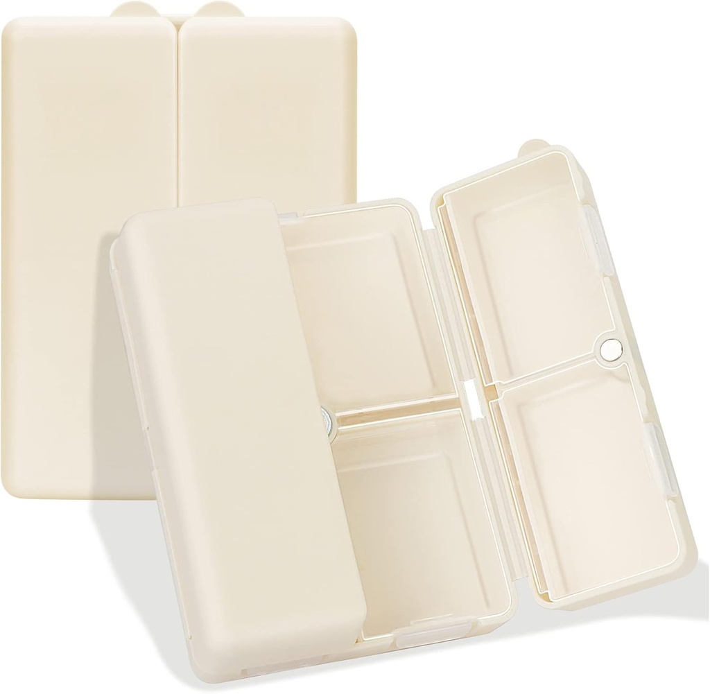 FYT Codzienne Pill Organizator, 7 Komory Przenośne Case [Folding Design] Podróże Pill Box do kieszeni torebki do przechowywania witamin, Cod Liver Oil, Suplementy i Medicination- White