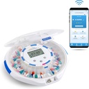Na żywo Fine Smart WiFi automatyczny dispenser Pill Clear Lid 124; 28- Day Medication Organizator do 9 Days per Day for Care Monitoring with Lock Key, Światła / Alarmy dźwiękowe do wymagań i vitamin